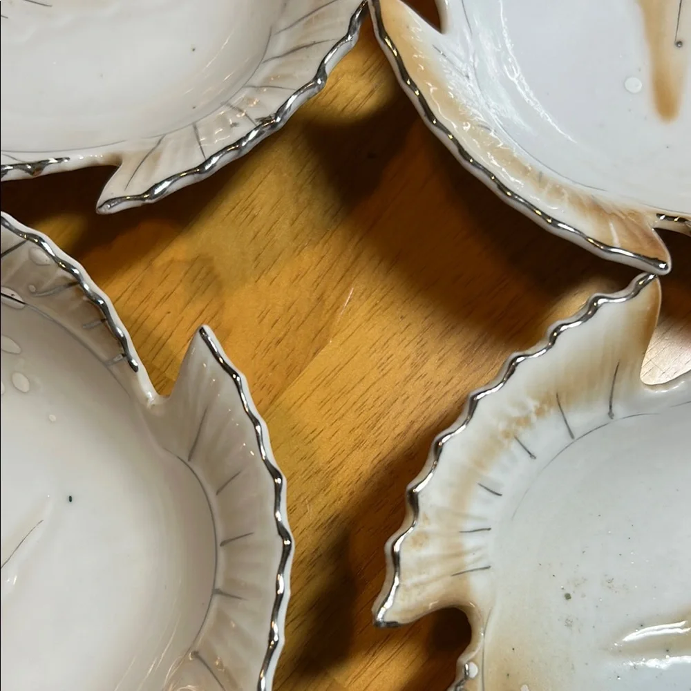Vintage hand painted Asian style Ceramic Fish Shaped Bowls set of 4